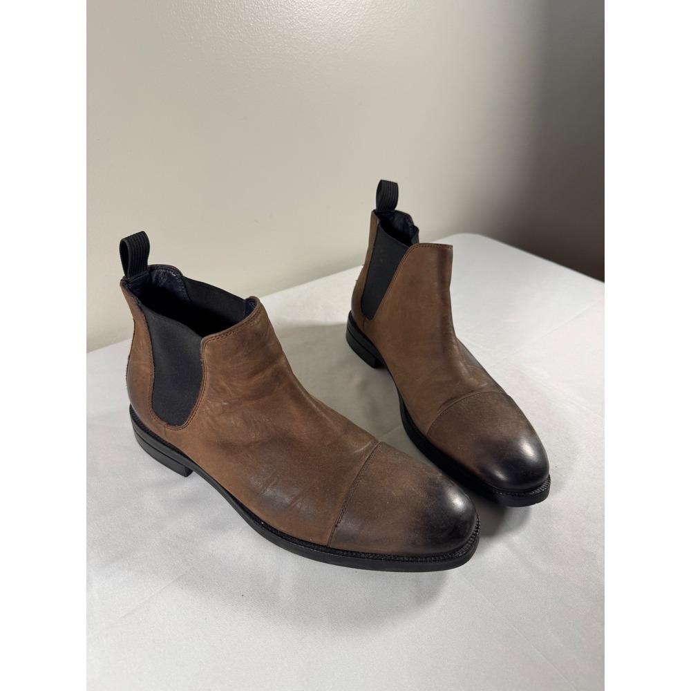Cole Haan Mens Brown Leather Waterproof Chelsea Boots C28639 Cap Toe 10M